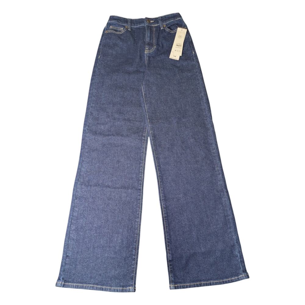 No Boundaries High Rise Baggy Wide Leg Jeans In A Dark Blue Wash Size XS 00 NWT